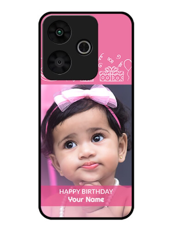 Custom Redmi 13 5G Custom Glass Phone CaseWith Birthday Line Art Design