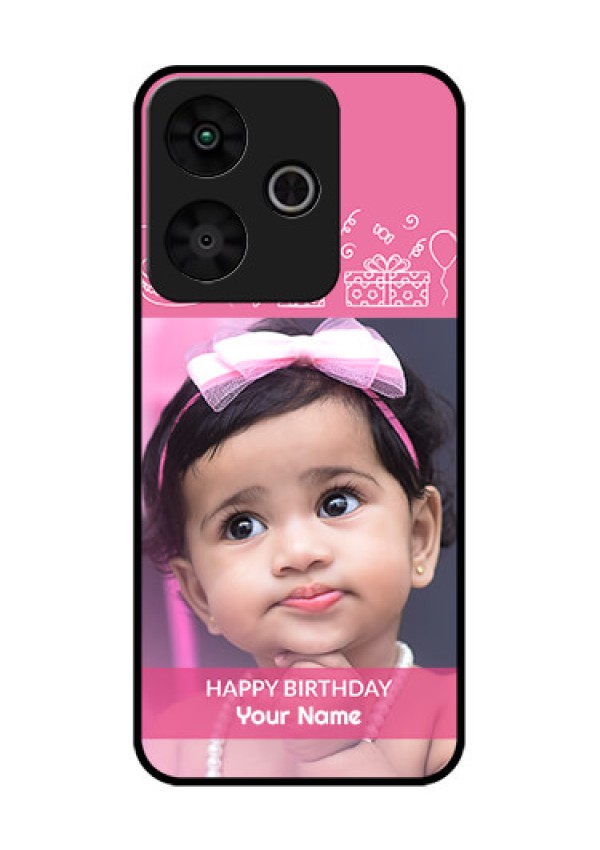 Redmi 13 5G Custom Glass Phone CaseWith Birthday Line Art Design
