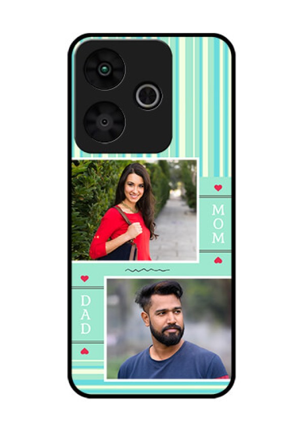 Redmi 13 5G Custom Glass Phone CaseMom and Dad Pic Design