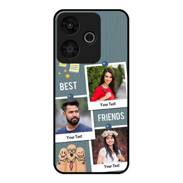 Redmi 13 5G Custom Glass Phone CaseSticky Frames And Friendship Design Redmi 13 5G Custom Glass Phone CaseSticky Frames And Friendship Design