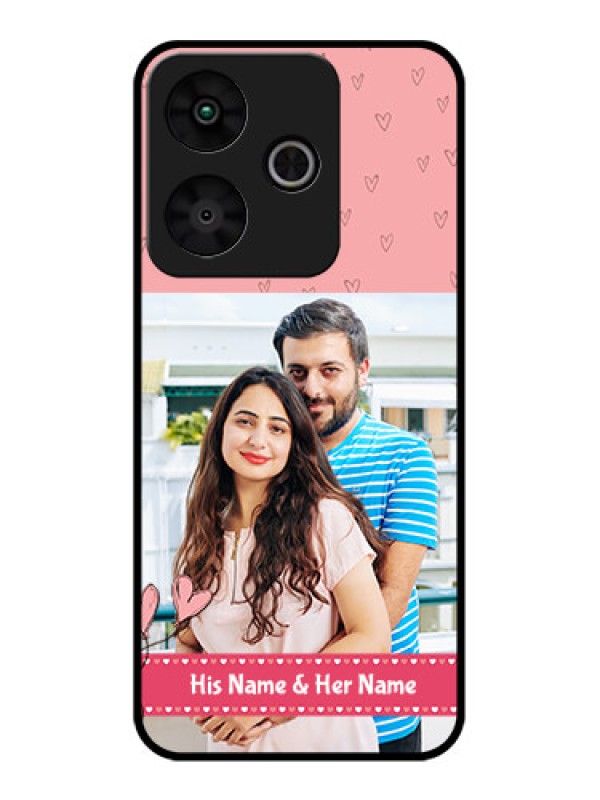 Custom Redmi 13 5G Custom Glass Phone CaseLove Design Peach Color