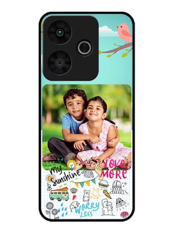 Custom Redmi 13 5G Custom Glass Phone CaseDoodle Love Design