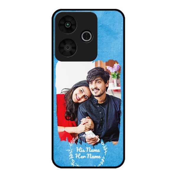 Redmi13 5G Custom Glass Phone Case - Blue Color Vintage Design Redmi13 5G Custom Glass Phone Case - Blue Color Vintage Design