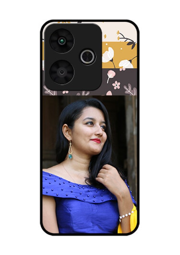 Redmi 13 5G Custom Glass Phone CaseStylish Floral Design