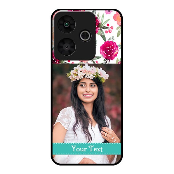Redmi 13 5G Custom Glass Phone CaseWater Colors Floral Design Redmi 13 5G Custom Glass Phone CaseWater Colors Floral Design