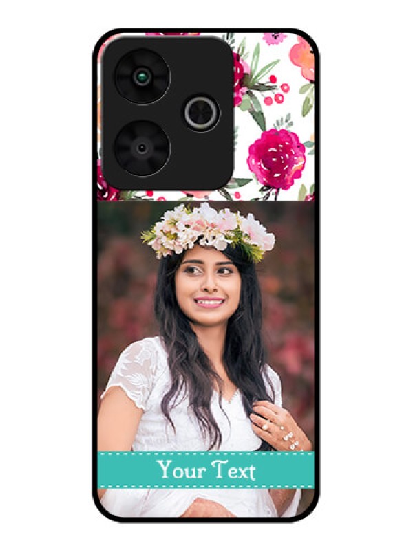 Custom Redmi 13 5G Custom Glass Phone CaseWater Colors Floral Design