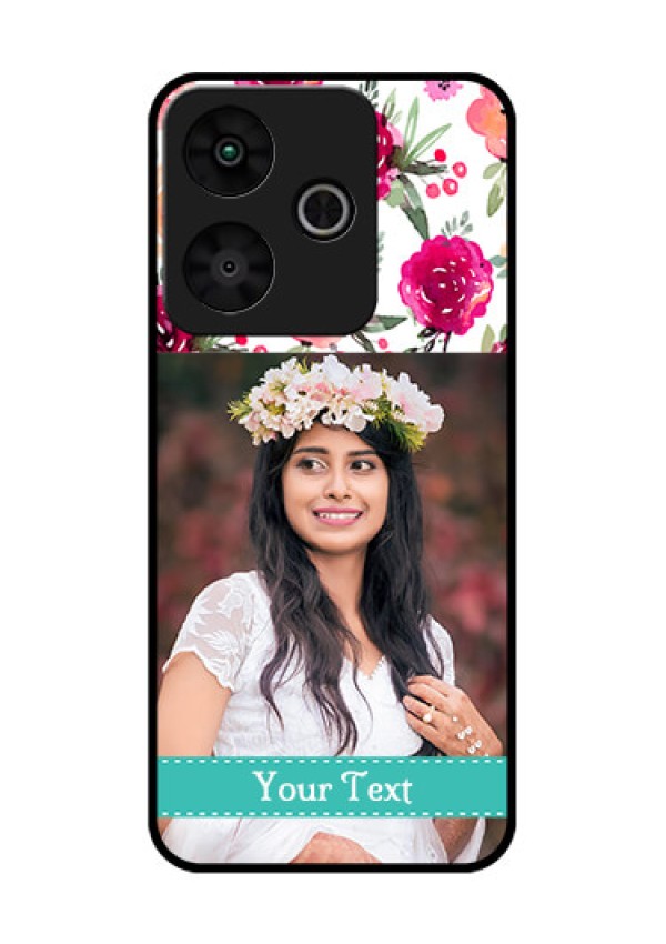 Redmi 13 5G Custom Glass Phone CaseWater Colors Floral Design