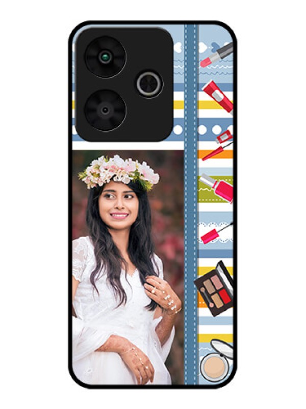 Custom Redmi 13 5G Custom Glass Phone CaseMakeup Icons Design