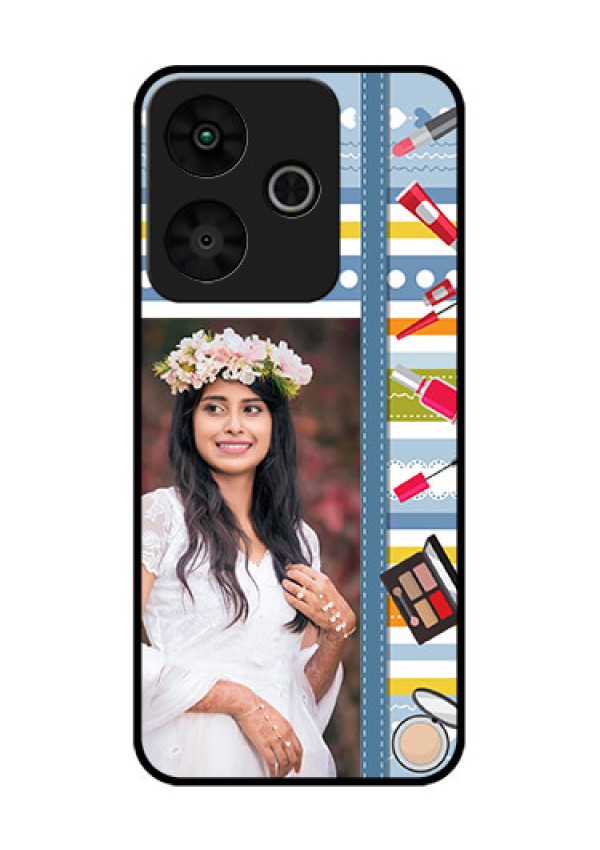 Redmi 13 5G Custom Glass Phone CaseMakeup Icons Design