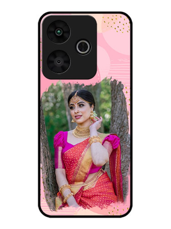 Custom Redmi 13 5G Custom Glass Phone CaseGold Glitter Splash Design