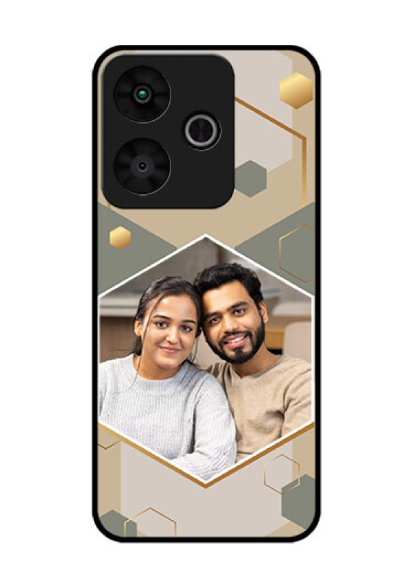 Redmi 13 5G Custom Glass Phone CaseStylish Hexagon Pattern Design