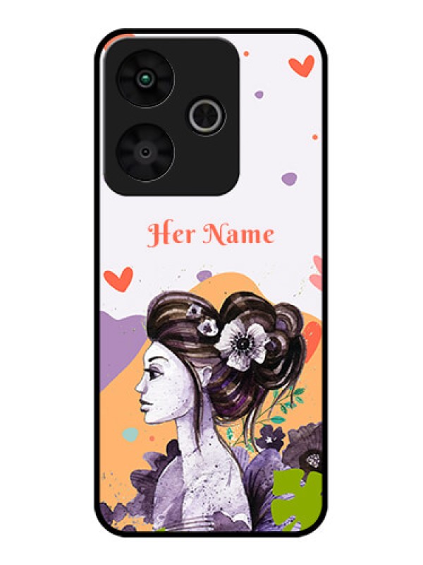 Custom Redmi 13 5G Custom Glass Phone CaseWoman And Nature Design