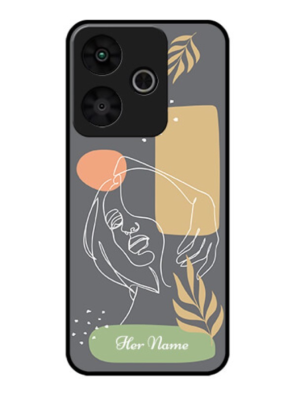 Custom Redmi 13 5G Custom Glass Phone CaseGazing Woman Line Art Design