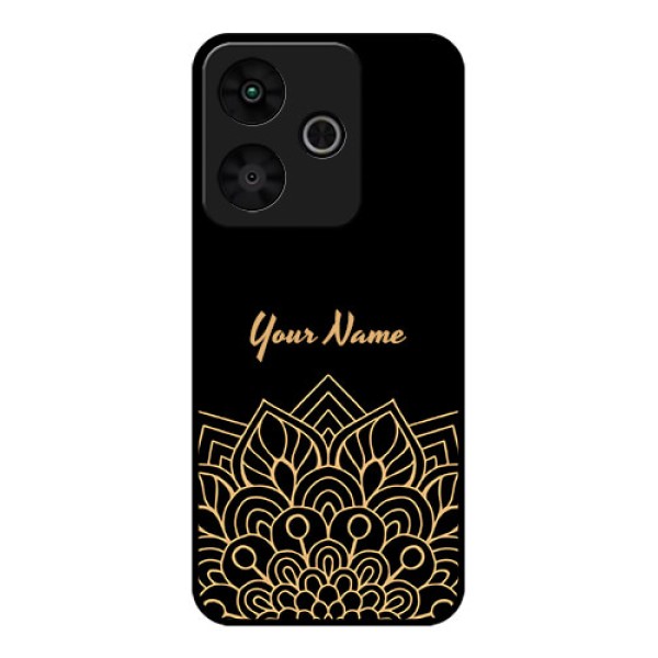 Redmi 13 5G Custom Glass Phone CaseGolden Mandala Design