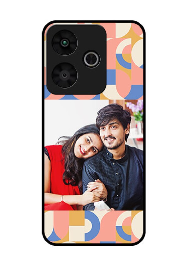 Redmi 13 5G Custom Glass Phone CaseSemi - Circle Maze Pattern Design