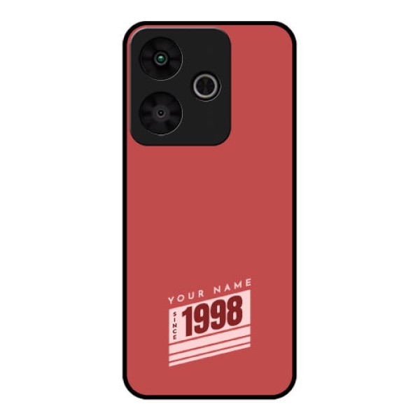Redmi 13 5G Custom Glass Phone CaseRed Custom Year Of Birth Design
