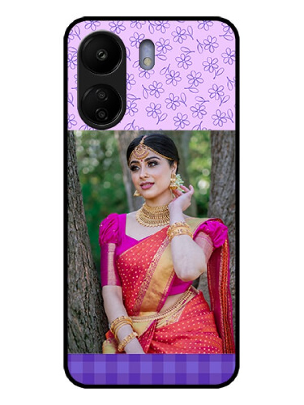 Custom Xiaomi Redmi 13C 4G Custom Glass Phone Case - Purple Floral Design