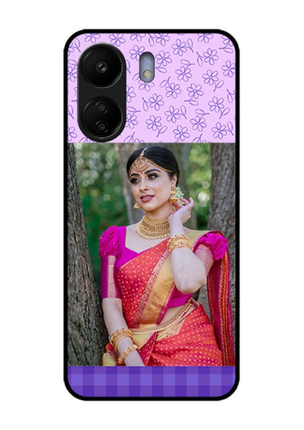 Xiaomi Redmi 13C 4G Custom Glass Phone Case - Purple Floral Design