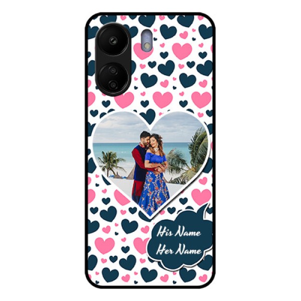 Xiaomi Redmi 13C 4G Custom Glass Phone Case - Pink & Blue Heart Design