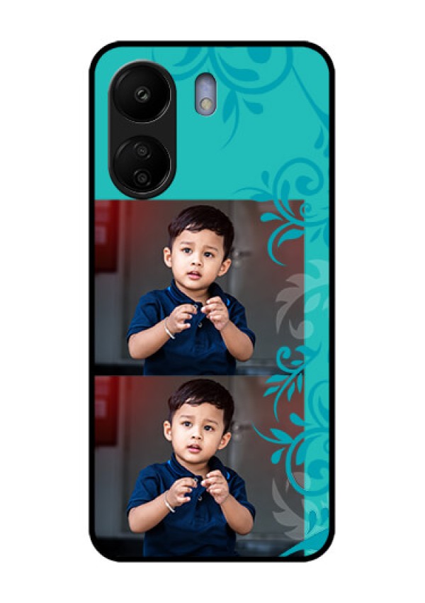 Xiaomi Redmi 13C 4G Custom Glass Phone Case - With Photo And Green Floral Design