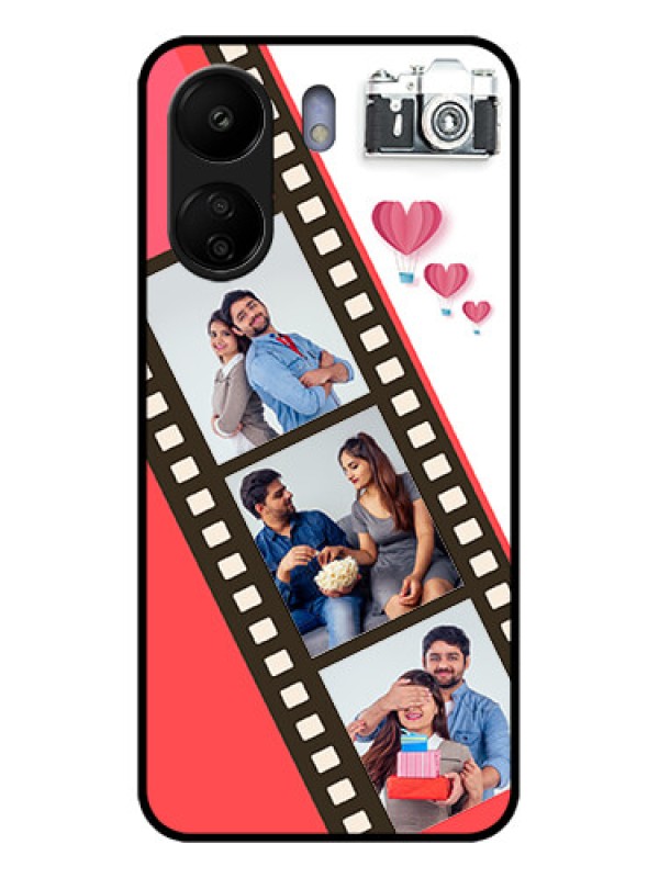 Custom Xiaomi Redmi 13C 4G Custom Glass Phone Case - 3 Image Holder With Film Reel