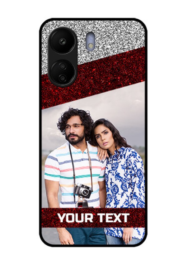 Xiaomi Redmi 13C 4G Custom Glass Phone Case - Image Holder With Glitter Strip Design
