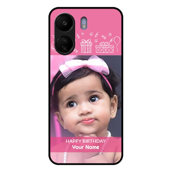 Xiaomi Redmi 13C 4G Custom Glass Phone Case - With Birthday Line Art Design Xiaomi Redmi 13C 4G Custom Glass Phone Case - With Birthday Line Art Design