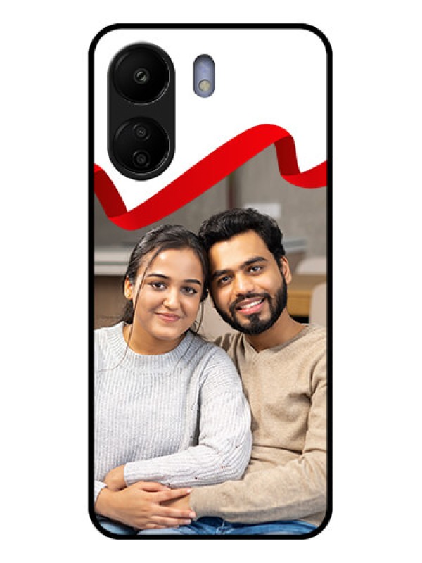 Custom Xiaomi Redmi 13C 4G Custom Glass Phone Case - Red Ribbon Frame Design