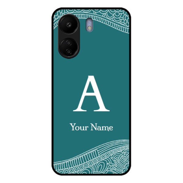 Xiaomi Redmi 13C 4G Custom Glass Phone Case - Line Art Pattern With Custom Name Design Xiaomi Redmi 13C 4G Custom Glass Phone Case - Line Art Pattern With Custom Name Design