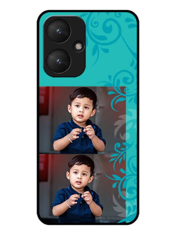 Custom Xiaomi Redmi 13C 5G Custom Glass Phone Case - With Photo And Green Floral Design