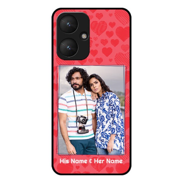Xiaomi Redmi 13C 5G Custom Glass Phone Case - With Red Heart Symbols Design Xiaomi Redmi 13C 5G Custom Glass Phone Case - With Red Heart Symbols Design
