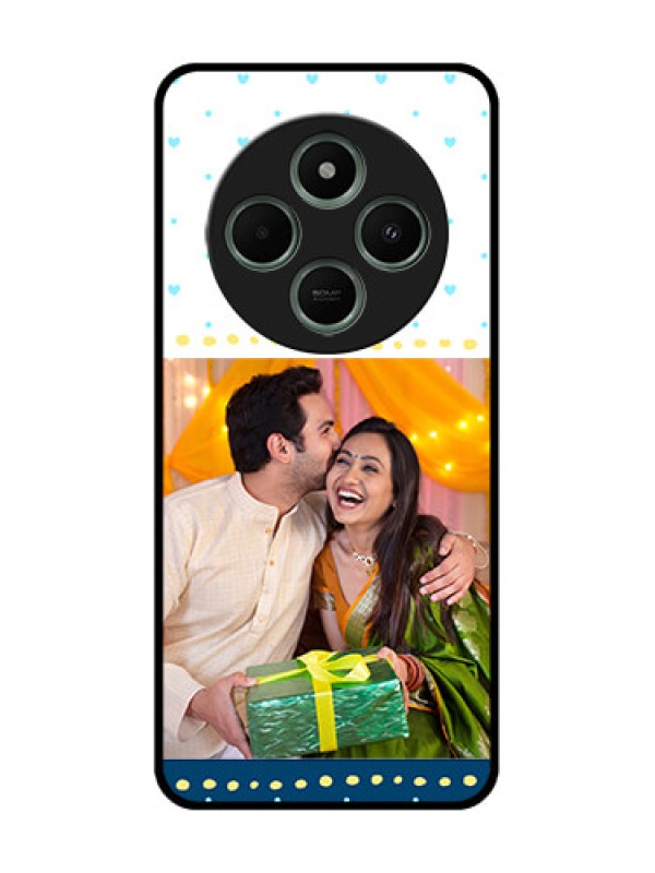 Custom Redmi 14c 5G Custom Glass Phone Case - White And Blue Abstract Design