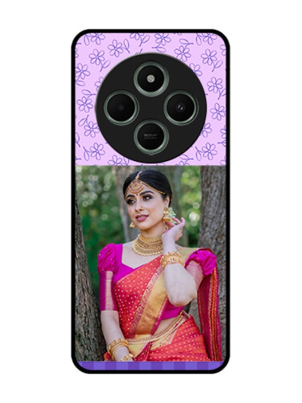 Custom Redmi 14c 5G Custom Glass Phone Case - Purple Floral Design