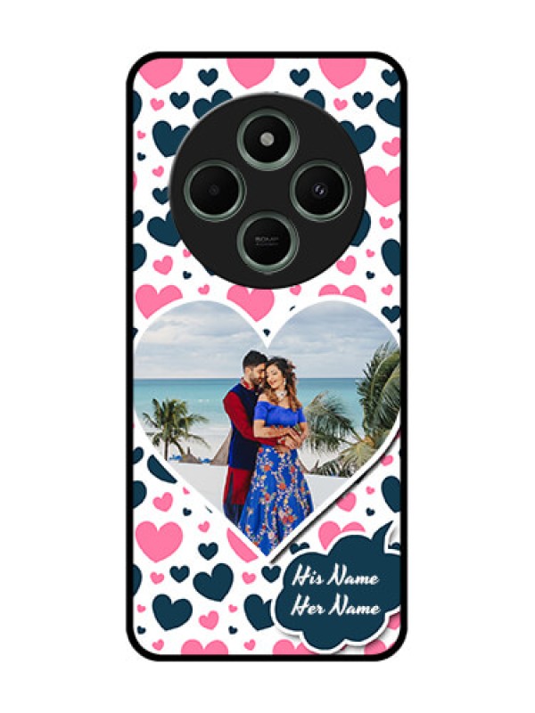 Custom Redmi 14c 5G Custom Glass Phone Case - Pink & Blue Heart Design