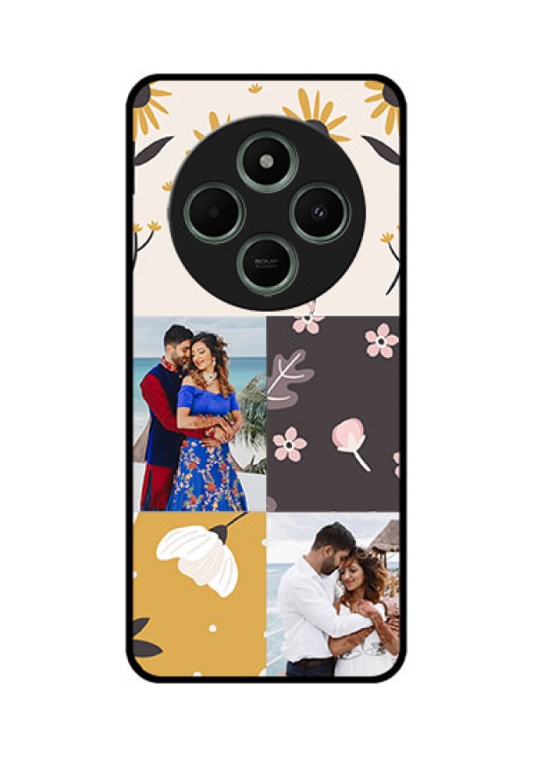 Redmi 14c 5G Custom Glass Phone Case - 3 Images With Floral Design