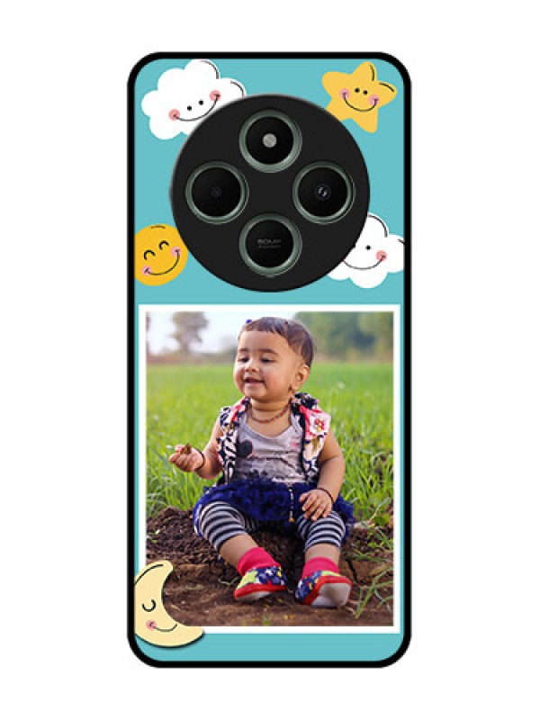 Custom Redmi 14c 5G Custom Glass Phone Case - Smiley Kids Stars Design