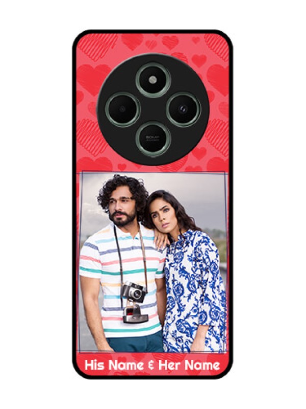 Custom Redmi 14c 5G Custom Glass Phone Case - With Red Heart Symbols Design