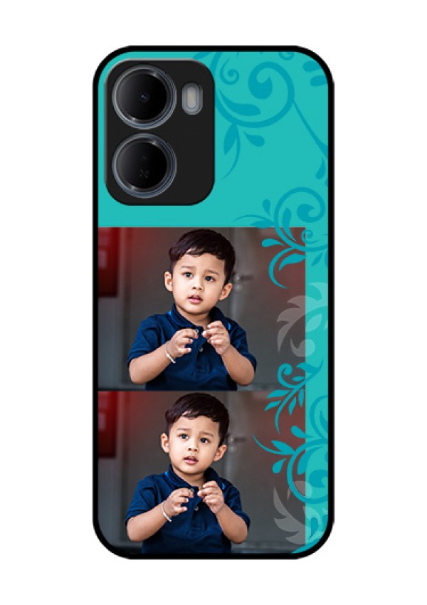 Xiaomi Redmi 15A 5G Custom Glass Phone Case - With Photo And Green Floral Design