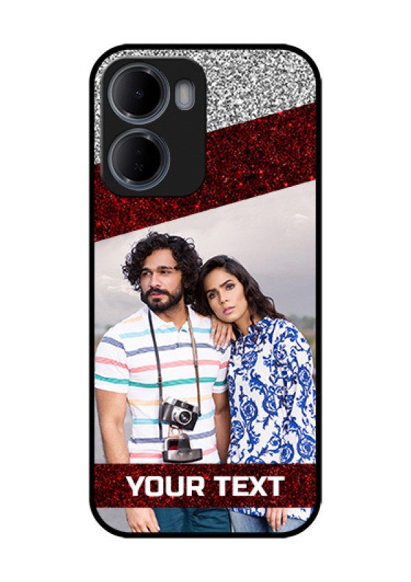Xiaomi Redmi 15A 5G Custom Glass Phone Case - Image Holder With Glitter Strip Design