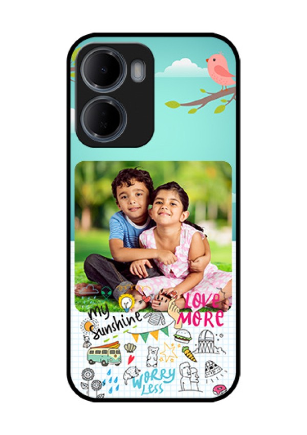 Xiaomi Redmi 15A 5G Custom Glass Phone Case - Doodle Love Design