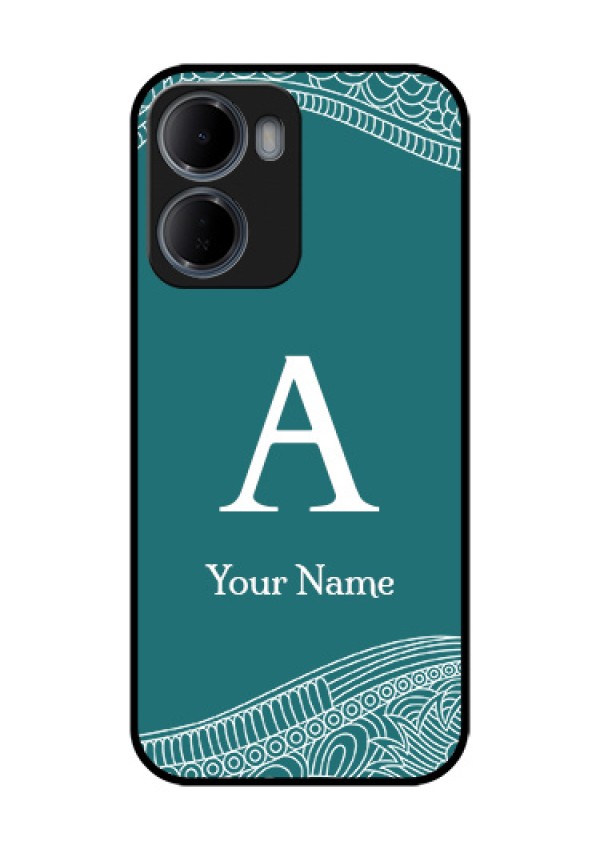 Xiaomi Redmi 15A 5G Custom Glass Phone Case - Line Art Pattern With Custom Name Design