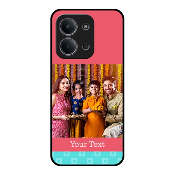 Xiaomi Redmi 15C 5G Custom Glass Phone Case - Peach & Blue Color Design