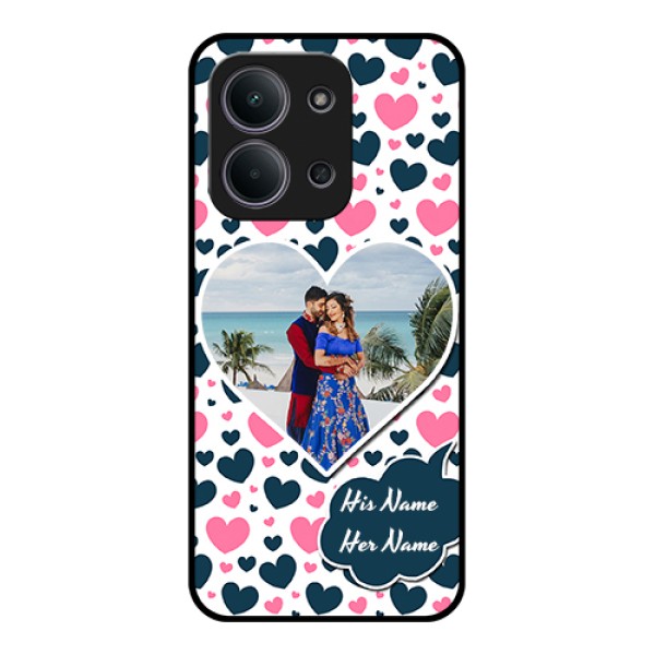 Xiaomi Redmi 15C 5G Custom Glass Phone Case - Pink & Blue Heart Design