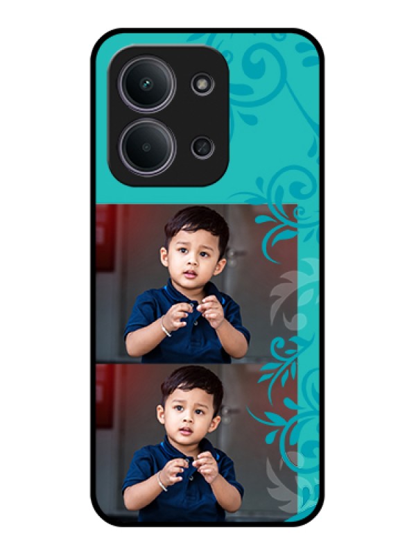 Custom Xiaomi Redmi 15C 5G Custom Glass Phone Case - With Photo And Green Floral Design