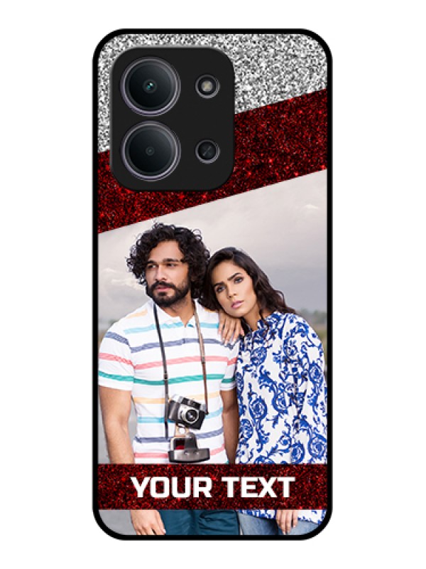 Custom Xiaomi Redmi 15C 5G Custom Glass Phone Case - Image Holder With Glitter Strip Design