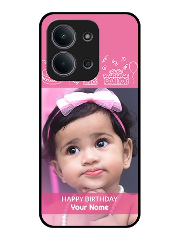 Custom Xiaomi Redmi 15C 5G Custom Glass Phone Case - With Birthday Line Art Design