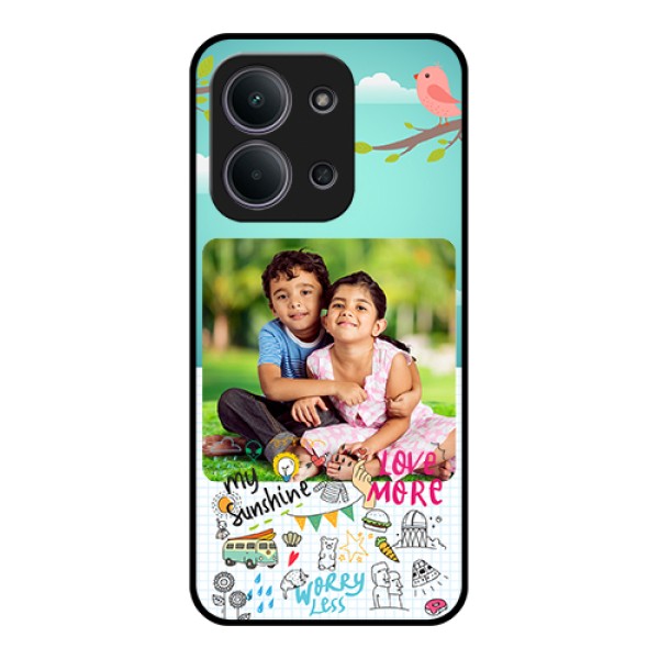 Xiaomi Redmi 15C 5G Custom Glass Phone Case - Doodle Love Design