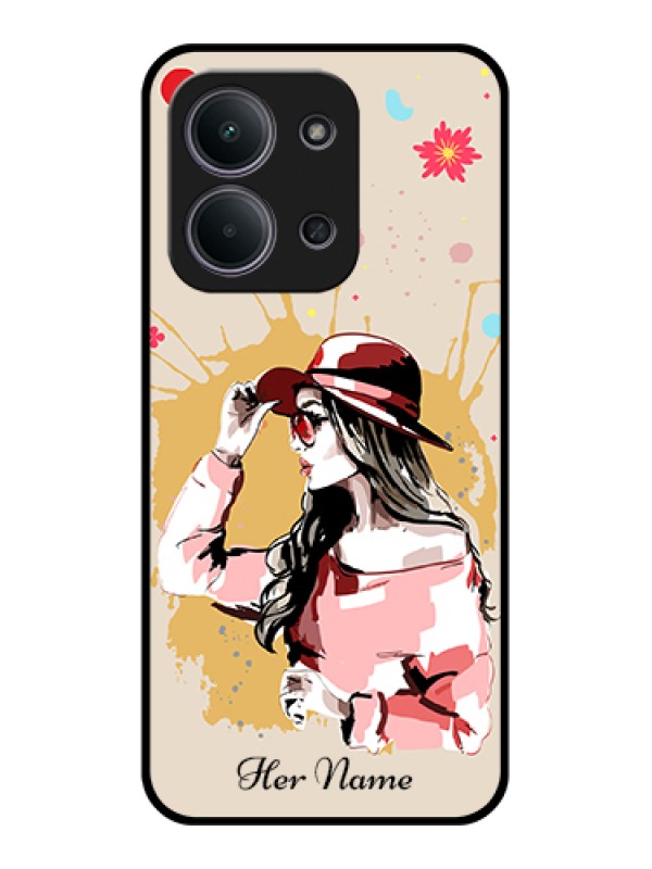 Custom Xiaomi Redmi 15C 5G Custom Glass Phone Case - Women With Pink Hat Design