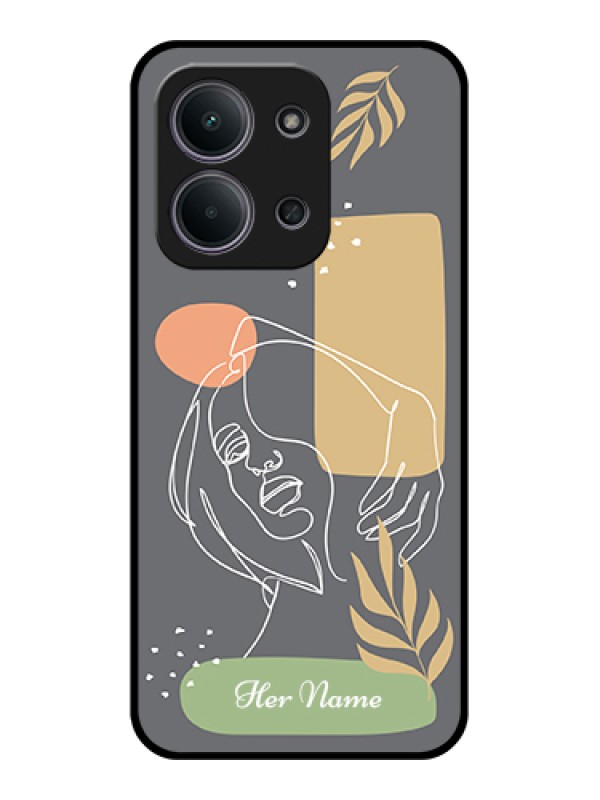 Custom Xiaomi Redmi 15C 5G Custom Glass Phone Case - Gazing Woman Line Art Design