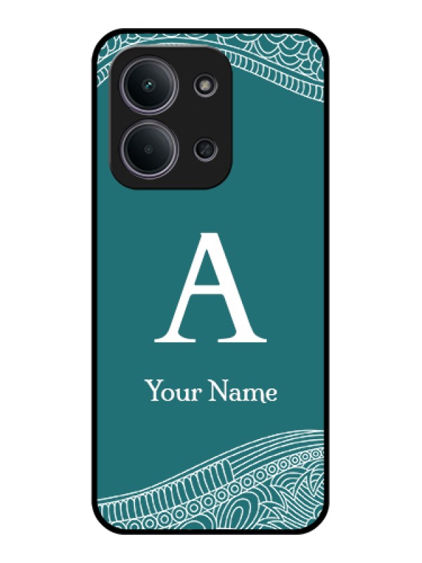 Custom Xiaomi Redmi 15C 5G Custom Glass Phone Case - Line Art Pattern With Custom Name Design